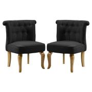 Pacari Black Fabric Dining Chairs With Wooden Legs In Pair