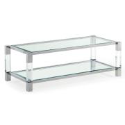 Mayetta Clear Glass Top Coffee Table With Stainless Steel Frame