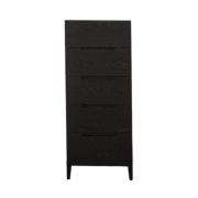 Ogen Wooden Chest Of 5 Drawers Narrow In Black