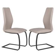 Adoncia Taupe Faux Leather Dining Chairs In Pair