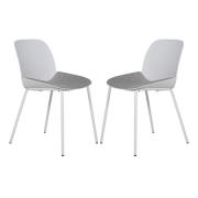 Haile Ecru Metal Dining Chairs With Woven Fabric Seat In Pair