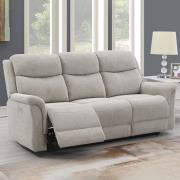 Fiona Fabric Electric Recliner 3 Seater Sofa In Beige