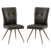 Kalista Dark Brown Faux Leather Dining Chairs In Pair