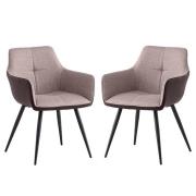 Stella Stone Fabric Dining Armchairs In Pair