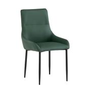 Rissa Faux Leather Dining Chair In Green With Black Legs