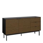 Savva Wooden Sideboard 2 Doors 3 Drawers In In Black And Espresso