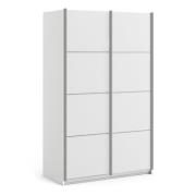 Vrok Sliding Wardrobe With 2 White Doors 5 Shelves In White