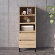 Brescia Wooden Bookcase With 2 Drawers In Sonoma Oak