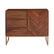 Gijon Mango Wood Sideboard With 1 Door 3 Drawers In Brown