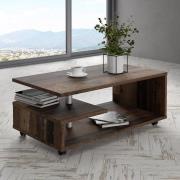 Barletta Wooden G-Shape Coffee Table In Old Vintage Wood