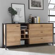 Harbor Sideboard Large 1 Door 3 Drawers In Black Riviera Oak