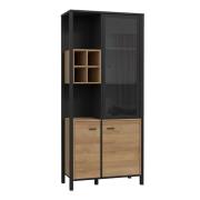 Harbor Wooden Display Cabinet In Matt Black And Riviera Oak