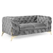 Cala Plush Velvet 2 Seater Sofa In Grey