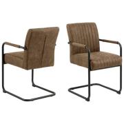 Preston Light Brown Fabric Dining Chairs In Pair