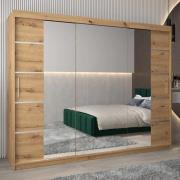 Vevey III Mirrored Wardrobe 3 Sliding Doors 250cm In Artisan Oak