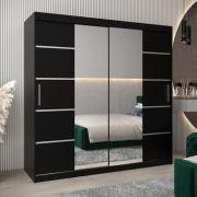 Vevey III Mirrored Wardrobe 2 Sliding Doors 200cm In Black