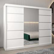 Vevey II Mirrored Wardrobe 3 Sliding Doors 250cm In White