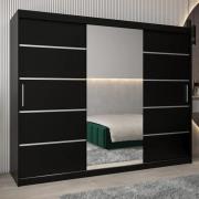 Vevey II Mirrored Wardrobe 3 Sliding Doors 250cm In Black