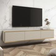 Minsk Floating Wooden TV Stand With 3 Doors In Beige