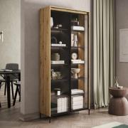 Trier Display Cabinet 2 Glass Doors In Artisan Oak With LED