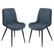 Arta Diamond Stitch Blue Fabric Dining Chairs In Pair