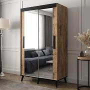 Genoa III Mirrored Wardrobe 2 Sliding Doors 120cm In Chestnut