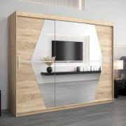 Beloit Mirrored Wardrobe 3 Sliding Doors 250cm In Sonoma Oak