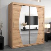 Eden Mirrored Wardrobe 2 Sliding Doors 180cm In Artisan Oak