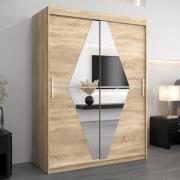 Beloit Mirrored Wardrobe 2 Sliding Doors 150cm In Sonoma Oak