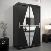 Beloit Mirrored Wardrobe 2 Sliding Doors 120cm In Black