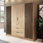 Newport Wooden Wardrobe With 4 Hinged Doors 206cm In Artisan Oak