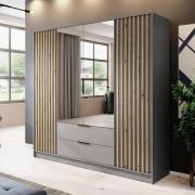 Norco Mirrored Wardrobe With 4 Hinged Doors 206cm In Grey