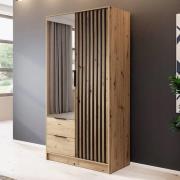 Norco Mirrored Wardrobe With 2 Hinged Doors 105cm In Artisan Oak