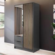 Newport Mirrored Wardrobe With 2 Hinged Doors 105cm In Graphite