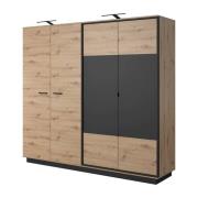 Novi Wooden Wardrobe 4 Hinged Doors In Artisan Oak With LED