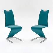 Amado Dining Chair In Petrol Faux Leather In A Pair