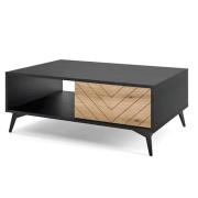 Douala Wooden Coffee Table With 2 Drawers In Evoke Oak