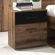 Biloxi Wooden Bedside Cabinet With 3 Drawers In Monastery Oak