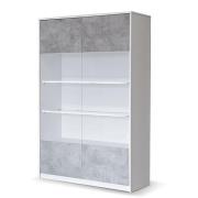 Sion Display Cabinet 2 Doors In White Concrete Effect With LED