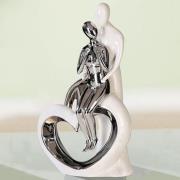 Moline Ceramics Romance Sculpture In Silver And White