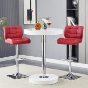 Havana White Gloss Bar Table With 2 Candid Bordeaux Stools