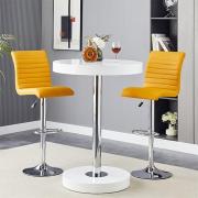 Havana White Gloss Bar Table With 2 Ripple Curry Stools