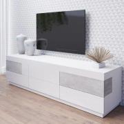 Sioux High Gloss TV Stand 6 Drawers In White Concrete