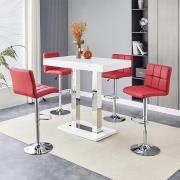 Caprice White High Gloss Bar Table 4 Coco Bordeaux Stools