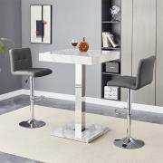 Topaz Magnesia Effect High Gloss Bar Table 2 Coco Grey Stools