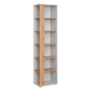 Varna Wooden Bookcase With 5 Shelves In Pearl Grey