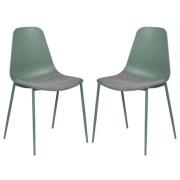 Naxos Sage Metal Dining Chairs With Fabric Seat In Pair
