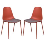 Naxos Rust Metal Dining Chairs With Fabric Seat In Pair