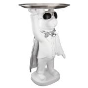 Ocala Polyresin Hero Dog With Tray Standing Sculpture In White