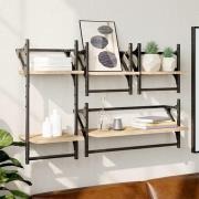 Quito Wooden 4 Piece Set Of Wall Shelf In Sonoma Oak